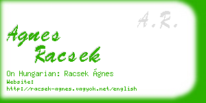 agnes racsek business card