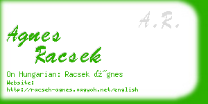 agnes racsek business card